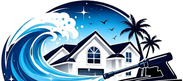 CleanTide Exterior Cleaning logo — a wave washing over a coastal home